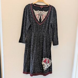Rock & Roll Cowgirl 3/4 Sleeve Leopard Detailed Dress XXL